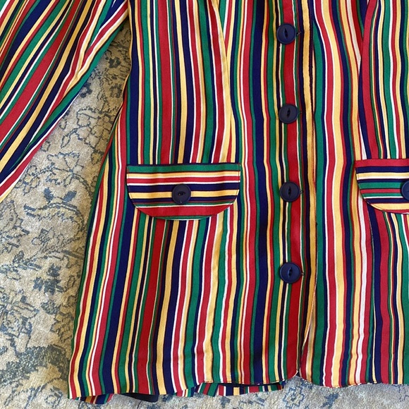 Vintage Betsey Johnson Striped Rayon Blazer Jacket - Picture 7 of 16